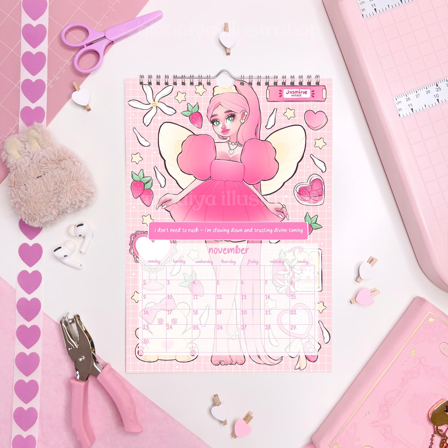 2026 A4 fairy manifestation quotes wall calendar PRE ORDER, whimsical calendar, gift for her, illustrated calendar, fairycore, feminine gift