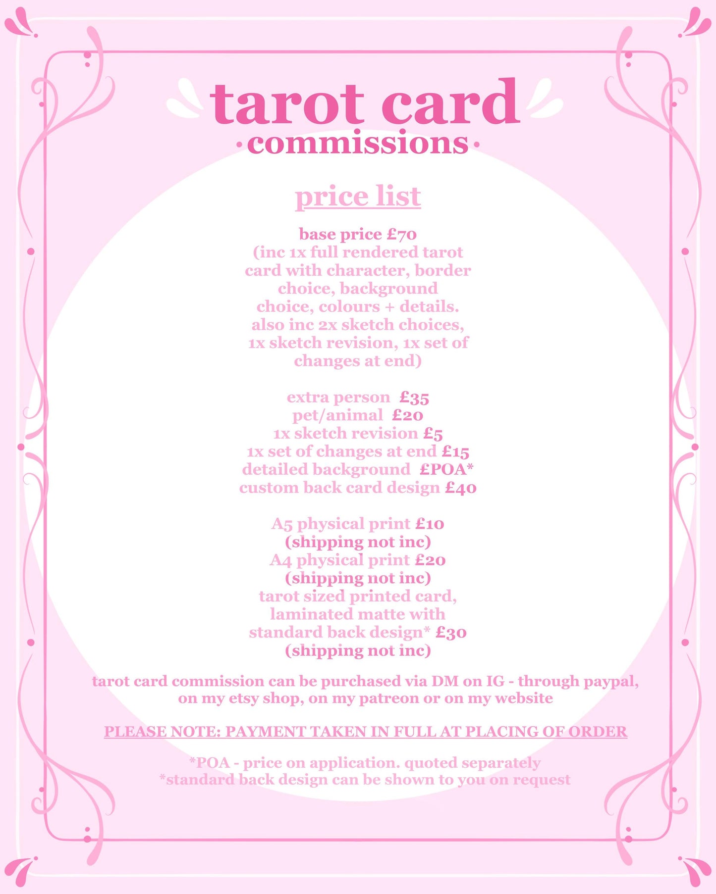 tarot card digital portrait commission, personalised fantasy character, witchy oc, fairy oc, custom bespoke drawing, digital illustration