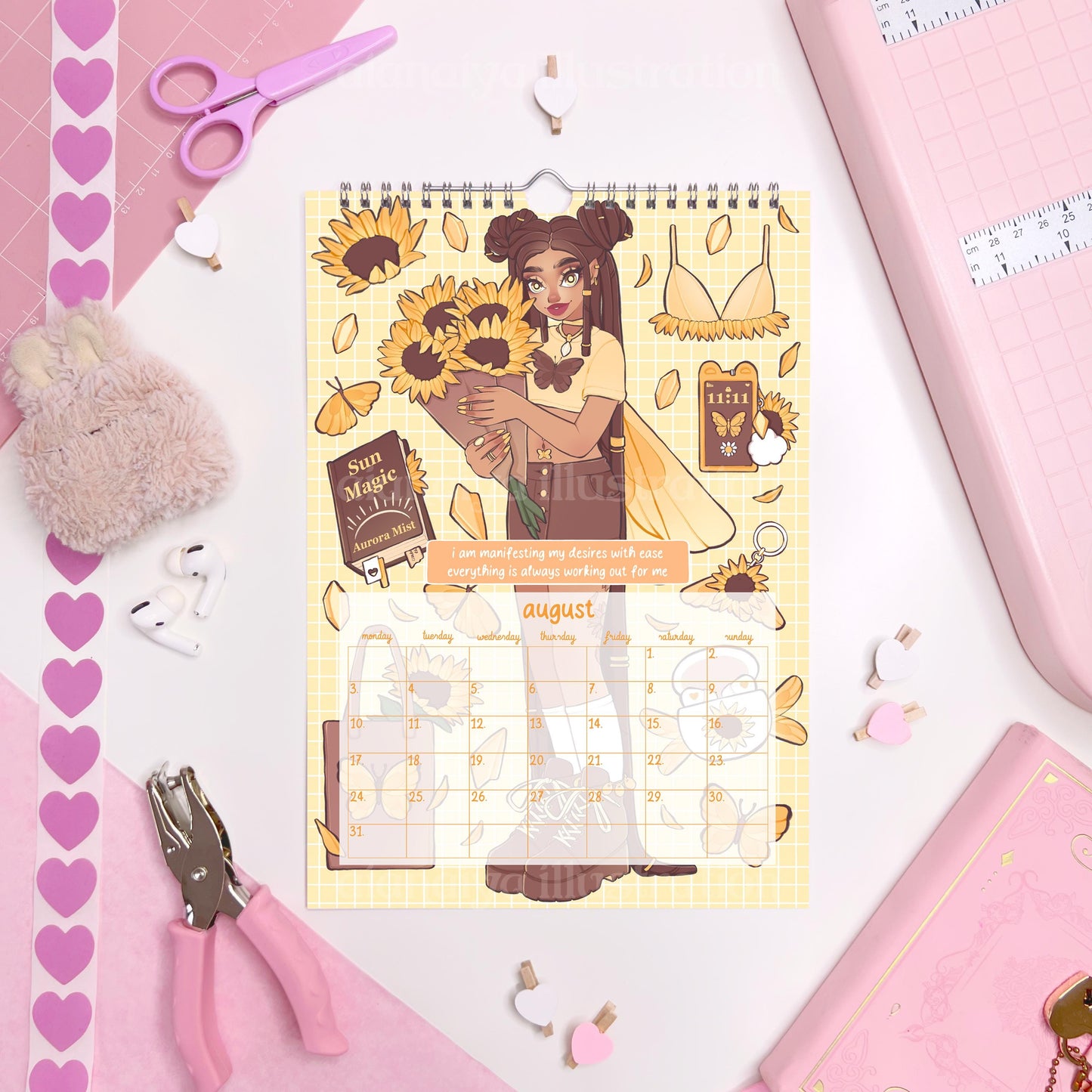 2026 A4 fairy manifestation quotes wall calendar PRE ORDER, whimsical calendar, gift for her, illustrated calendar, fairycore, feminine gift