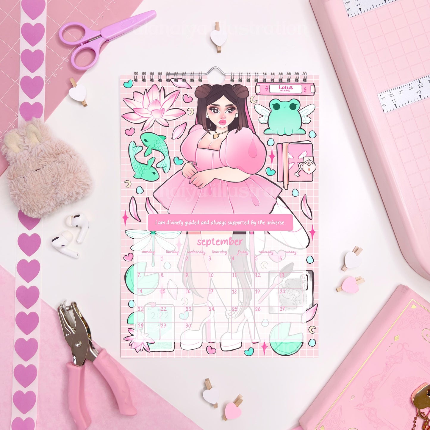 2026 A4 fairy manifestation quotes wall calendar PRE ORDER, whimsical calendar, gift for her, illustrated calendar, fairycore, feminine gift