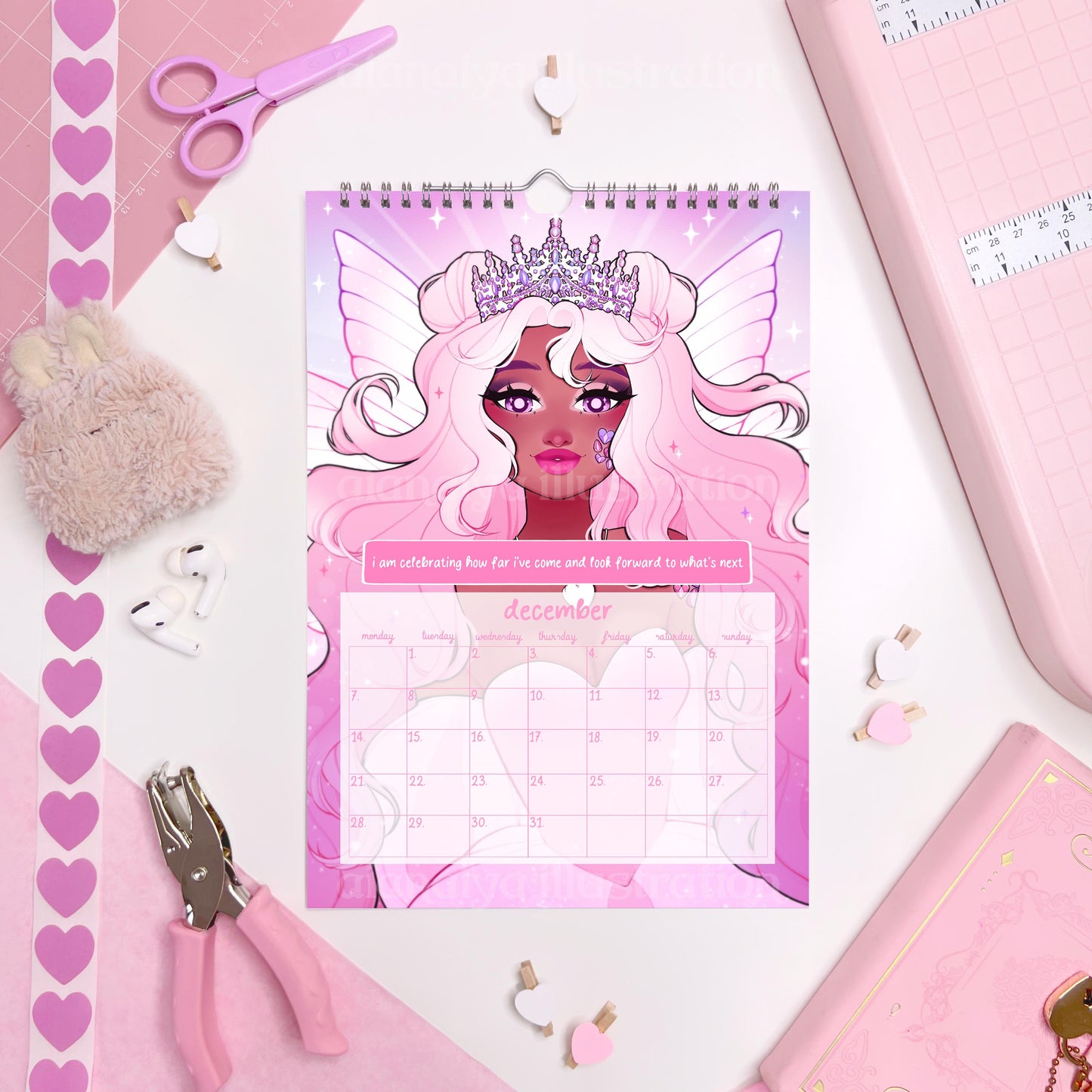 2026 A4 fairy manifestation quotes wall calendar PRE ORDER, whimsical calendar, gift for her, illustrated calendar, fairycore, feminine gift