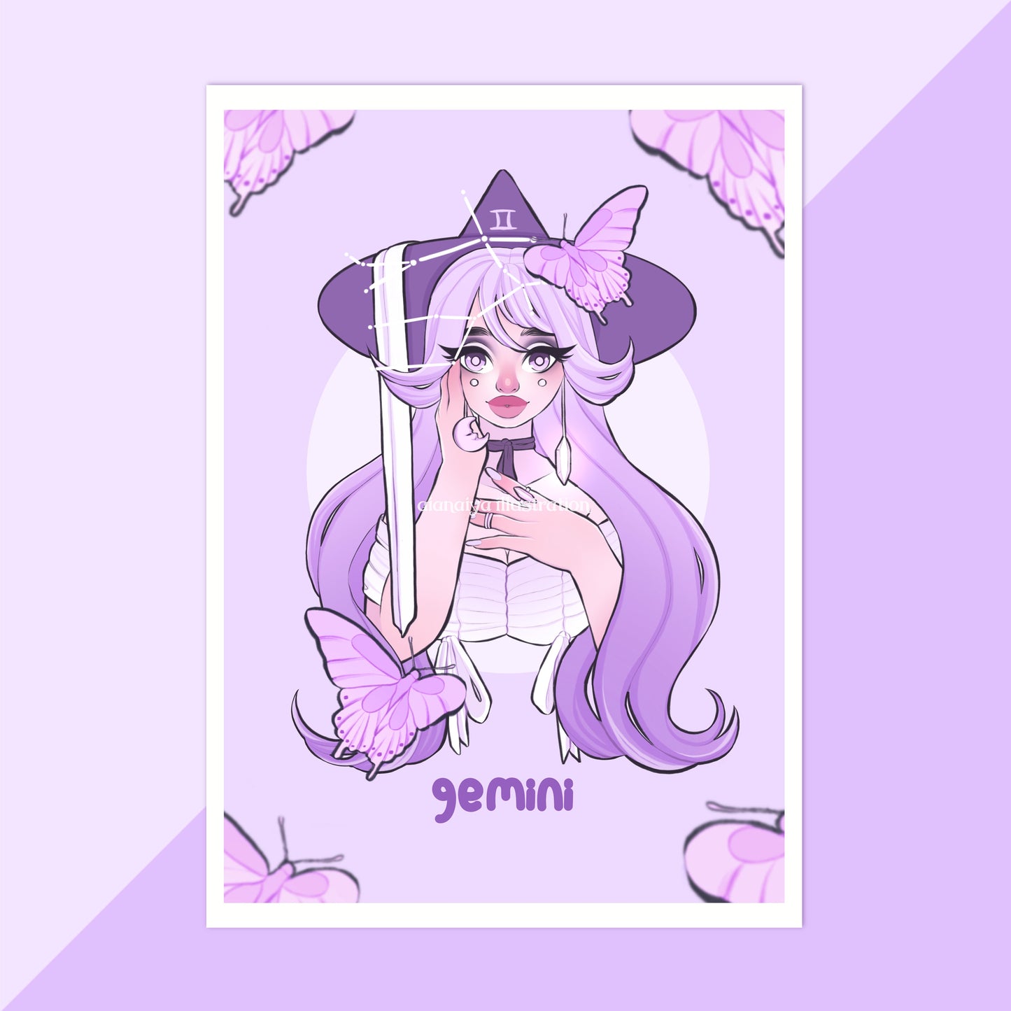 gemini zodiac witch print
