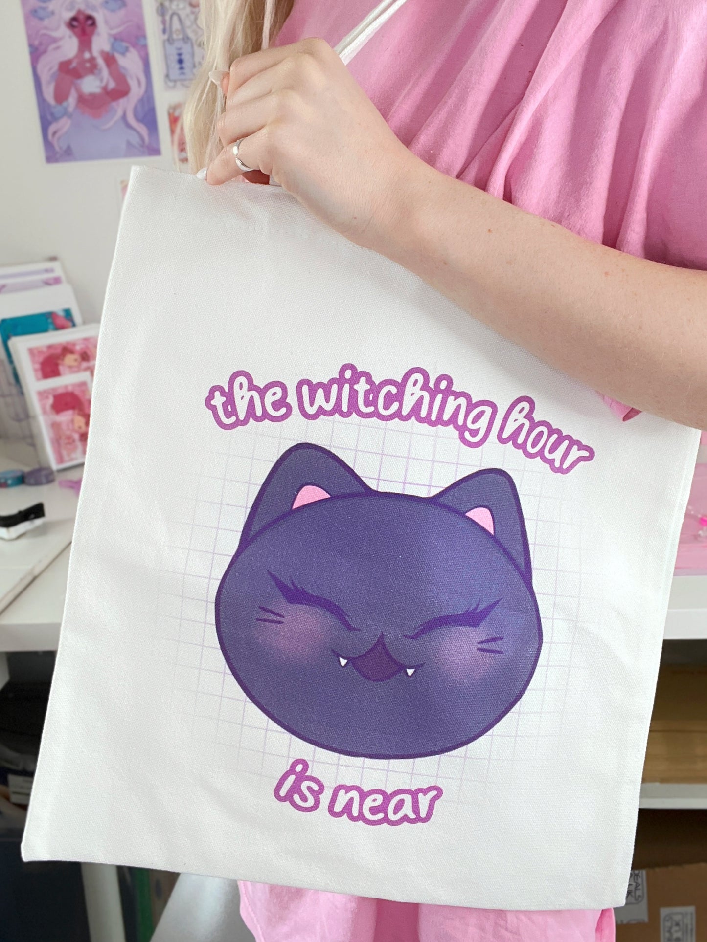 vampire cat tote bag