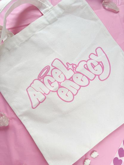 angel energy white tote bag