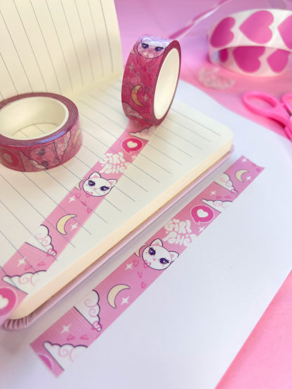 girl power cat washi tape