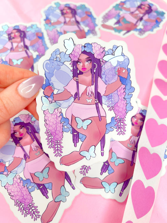 wisteria fairy vinyl mirror sticker