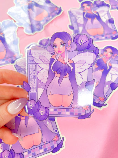 crocus fairy clear vinyl sticker