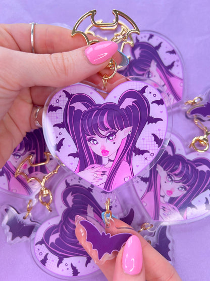 monster high draculaura keychain with bat connector charm