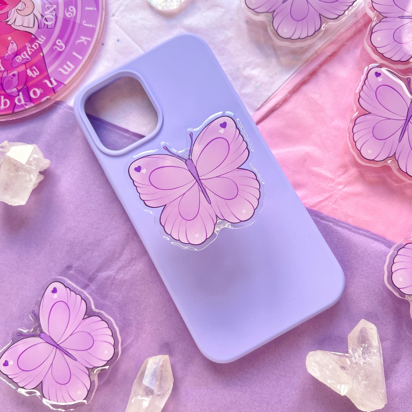 purple butterfly phone grip