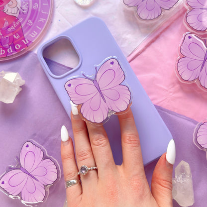 purple butterfly phone grip