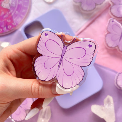 purple butterfly phone grip