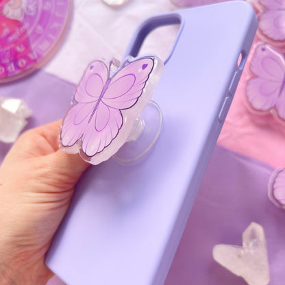 purple butterfly phone grip