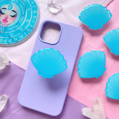 blue summer seashell phone grip