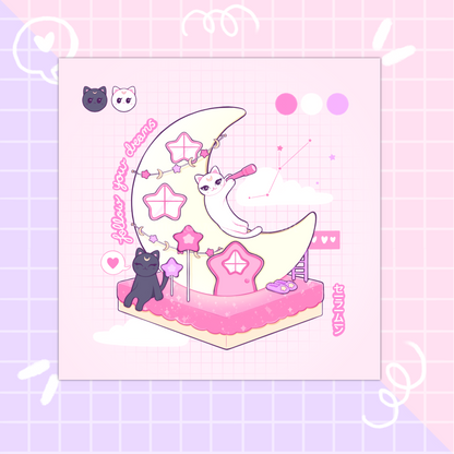 sailor moon cats postcard