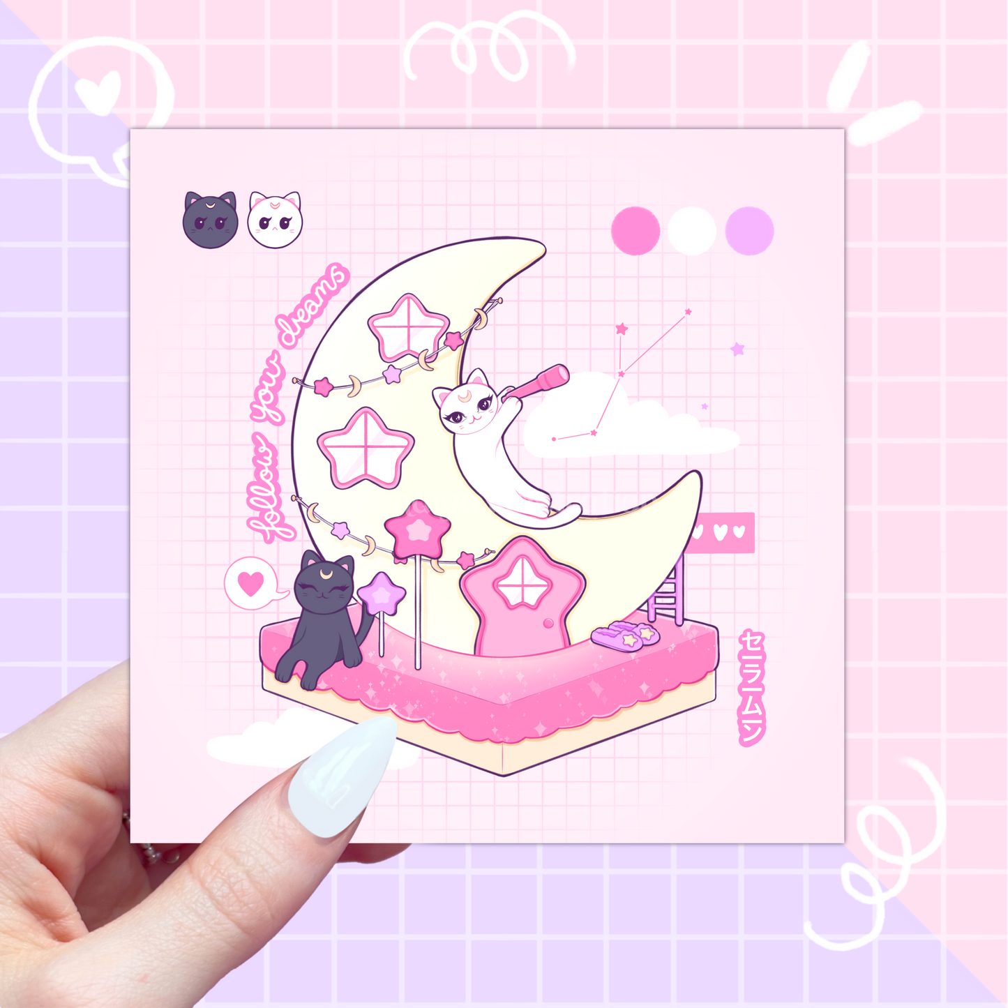 sailor moon cats postcard