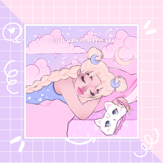 sleeping sailor moon square wall art print