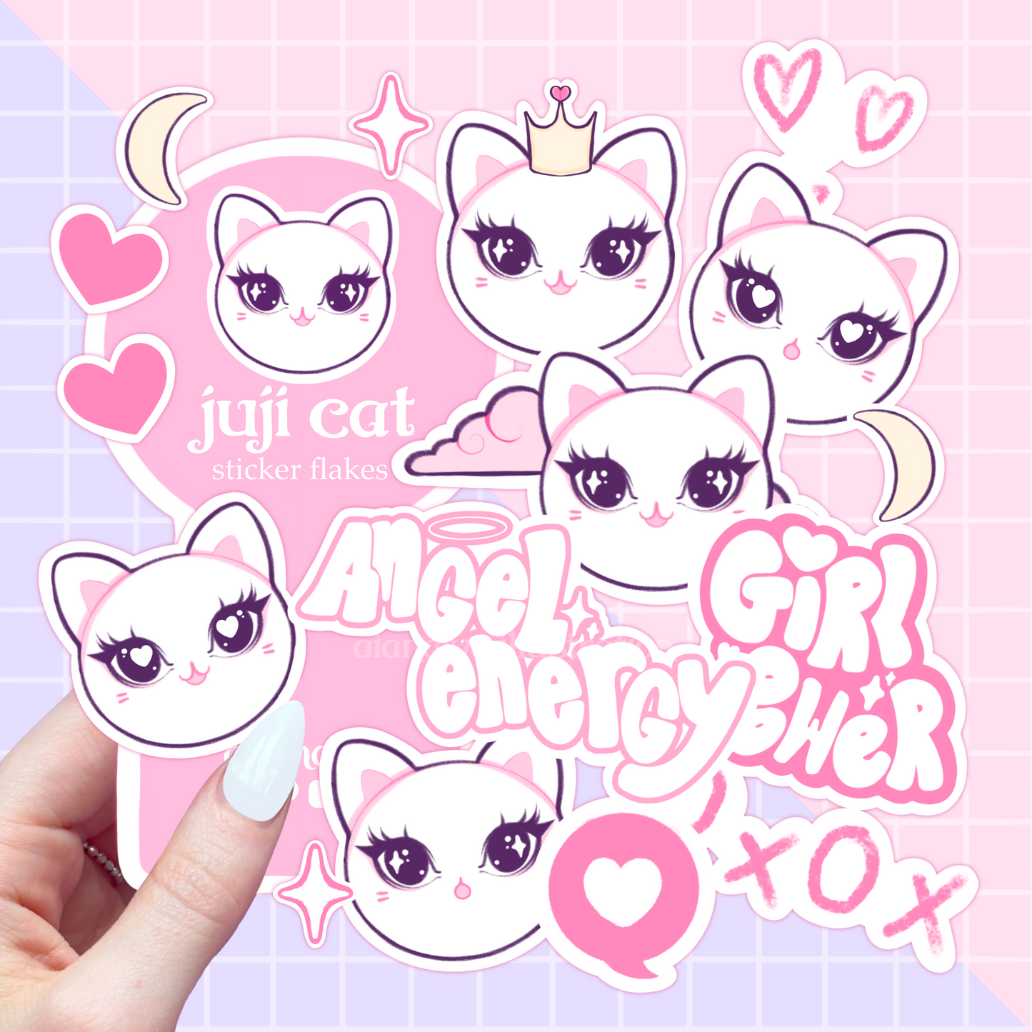 juji cat girl power sticker flakes sticker pack