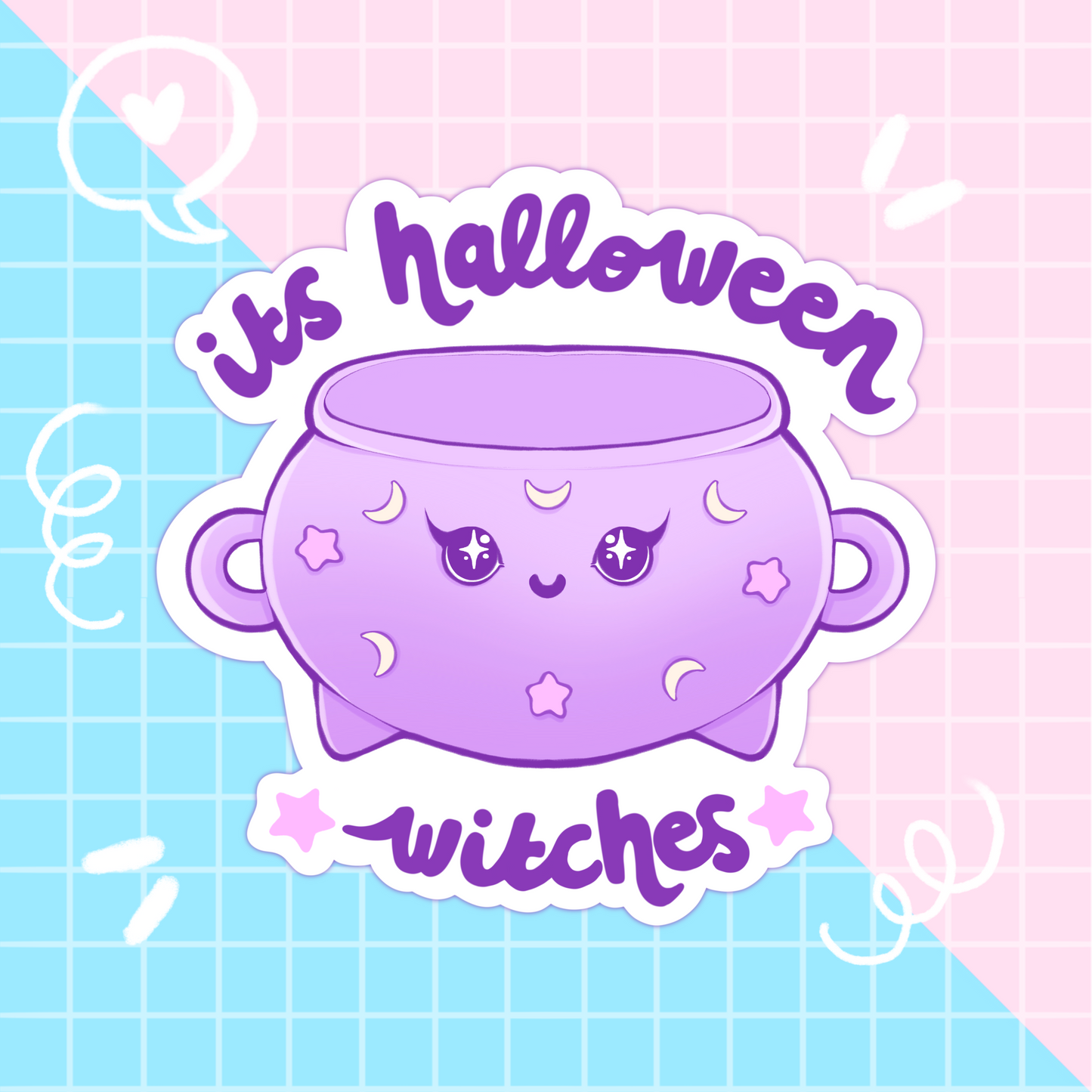 halloween cauldron slogan sticker