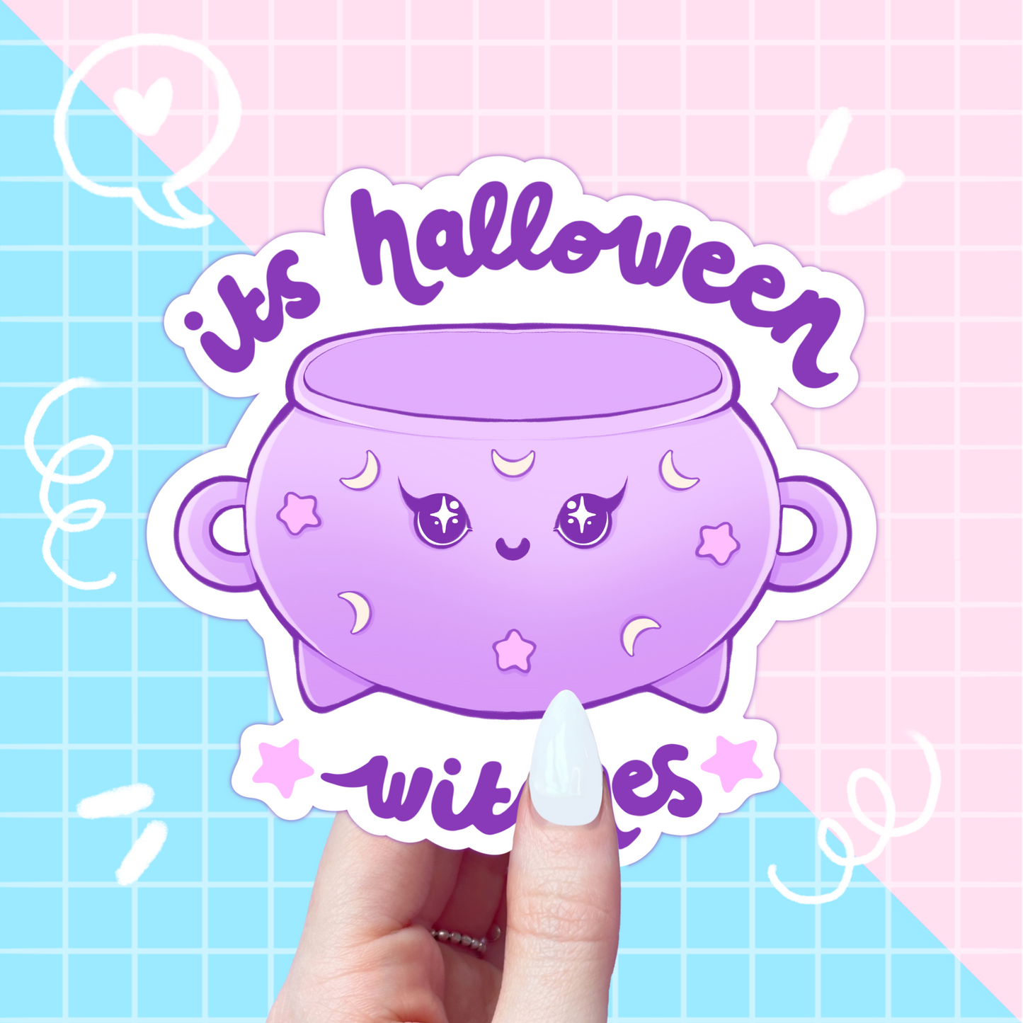 halloween cauldron slogan sticker