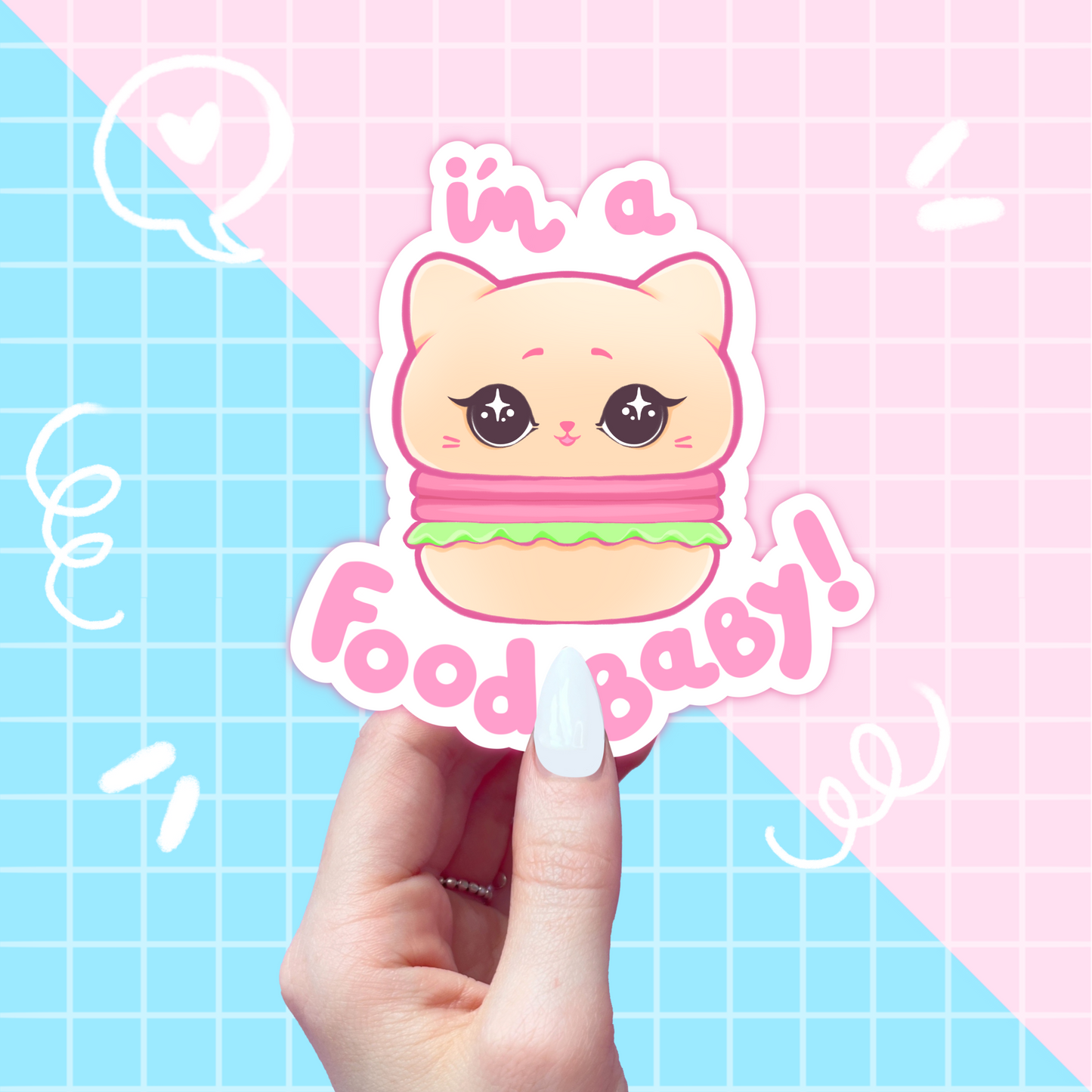 food baby cat burger slogan sticker