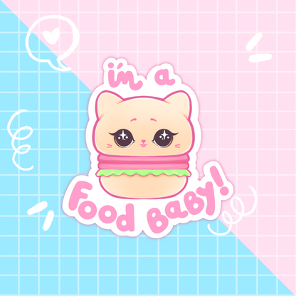 food baby cat burger slogan sticker