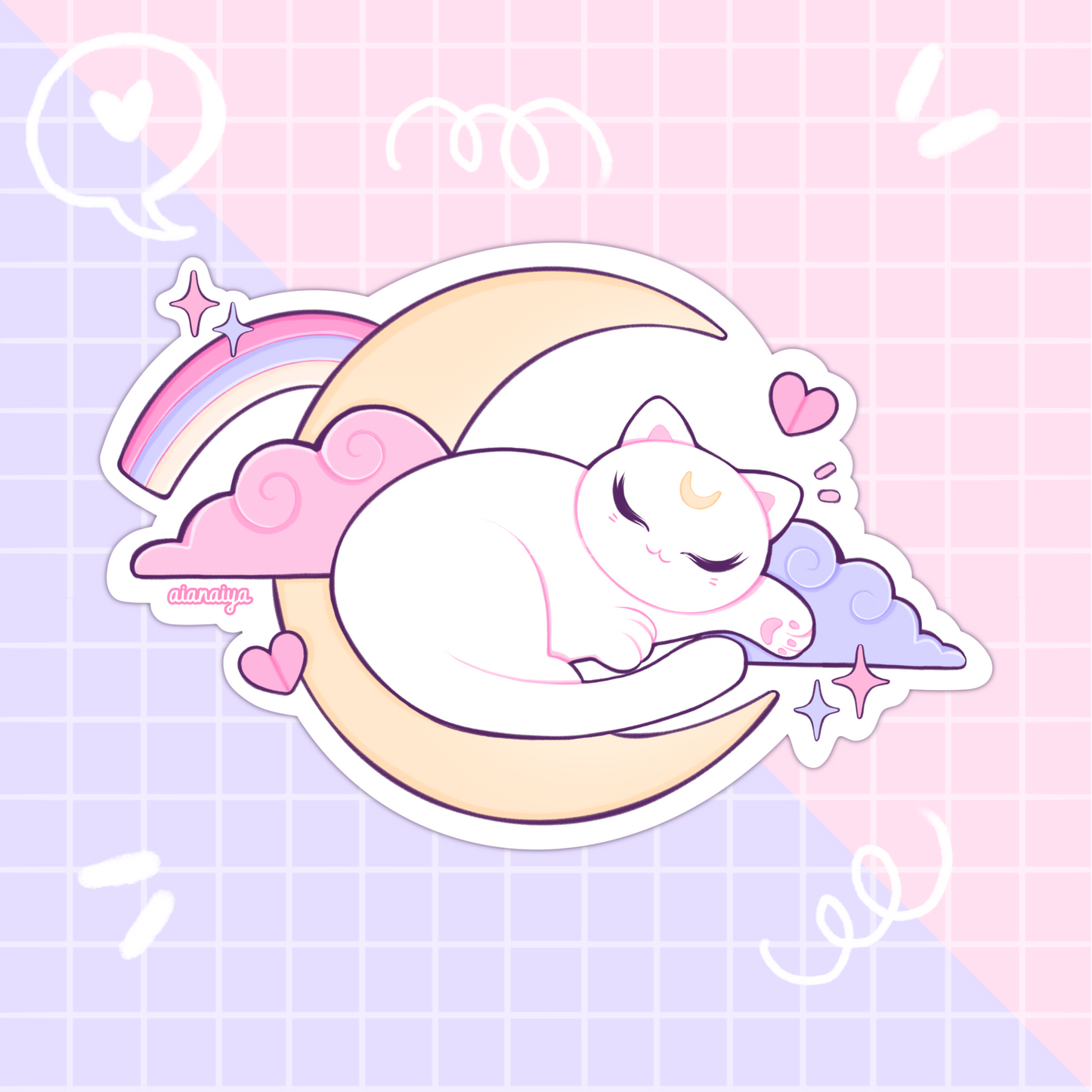 juji cat moon sticker