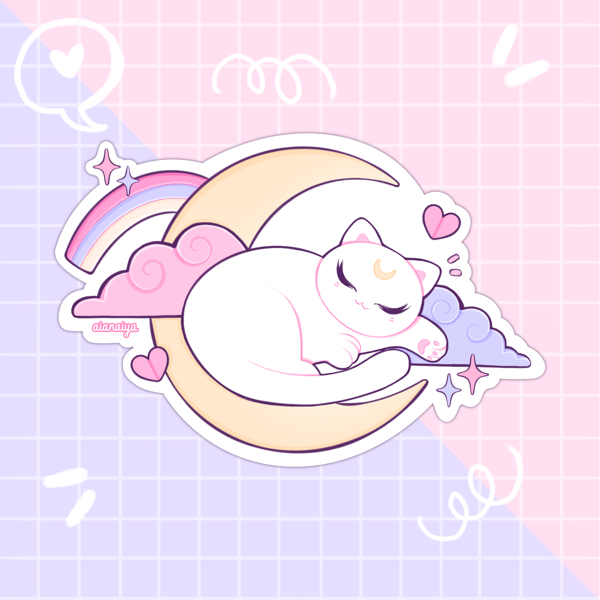 juji cat moon sticker – aianaiya