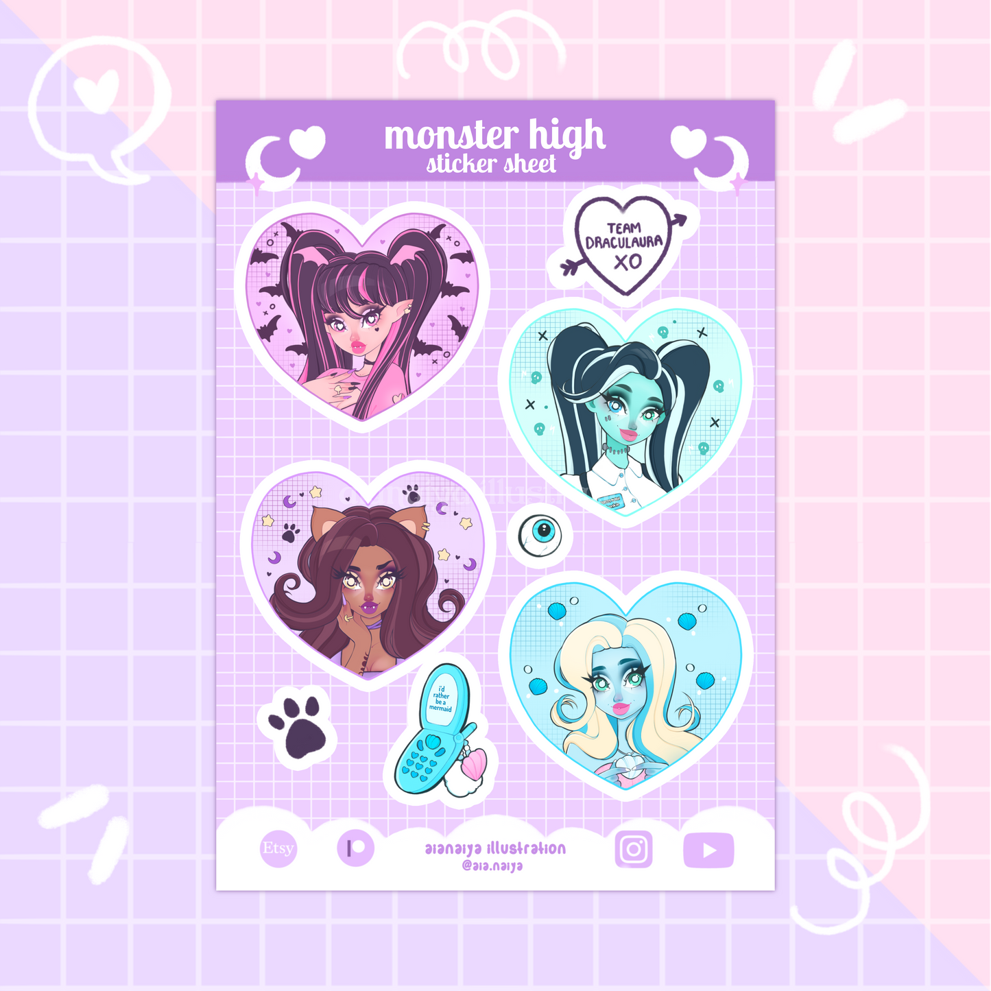 monster high vinyl sticker sheet – aianaiya