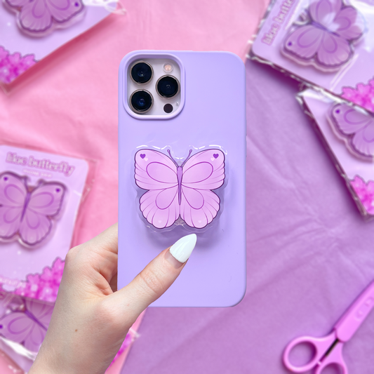 purple butterfly phone grip