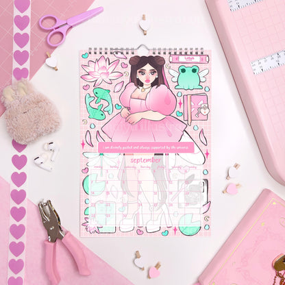 2026 A4 fairy manifestation quotes wall calendar PRE ORDER, whimsical calendar, gift for her, illustrated calendar, fairycore, feminine gift
