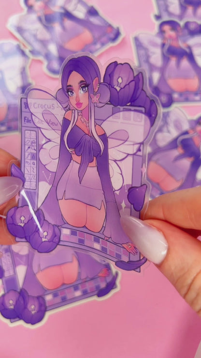 crocus fairy clear vinyl sticker