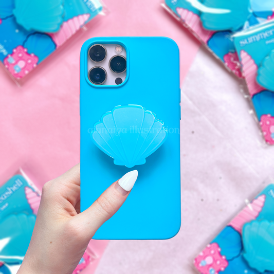 blue summer seashell phone grip