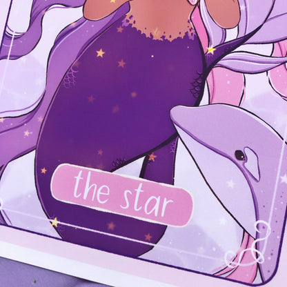 the star tarot mermaid purple wall art print