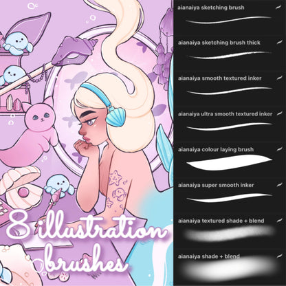 8 illustration brushes for procreate