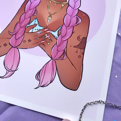 cute cloud mermaid print