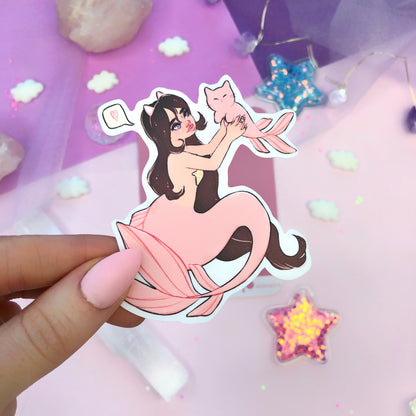 peach pink mercat mom mermaid sticker