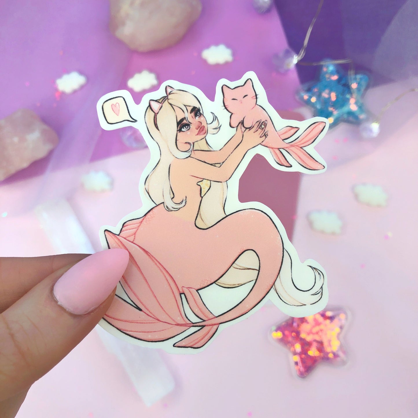 peach pink mercat mom mermaid sticker