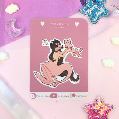 peach pink mercat mom mermaid sticker