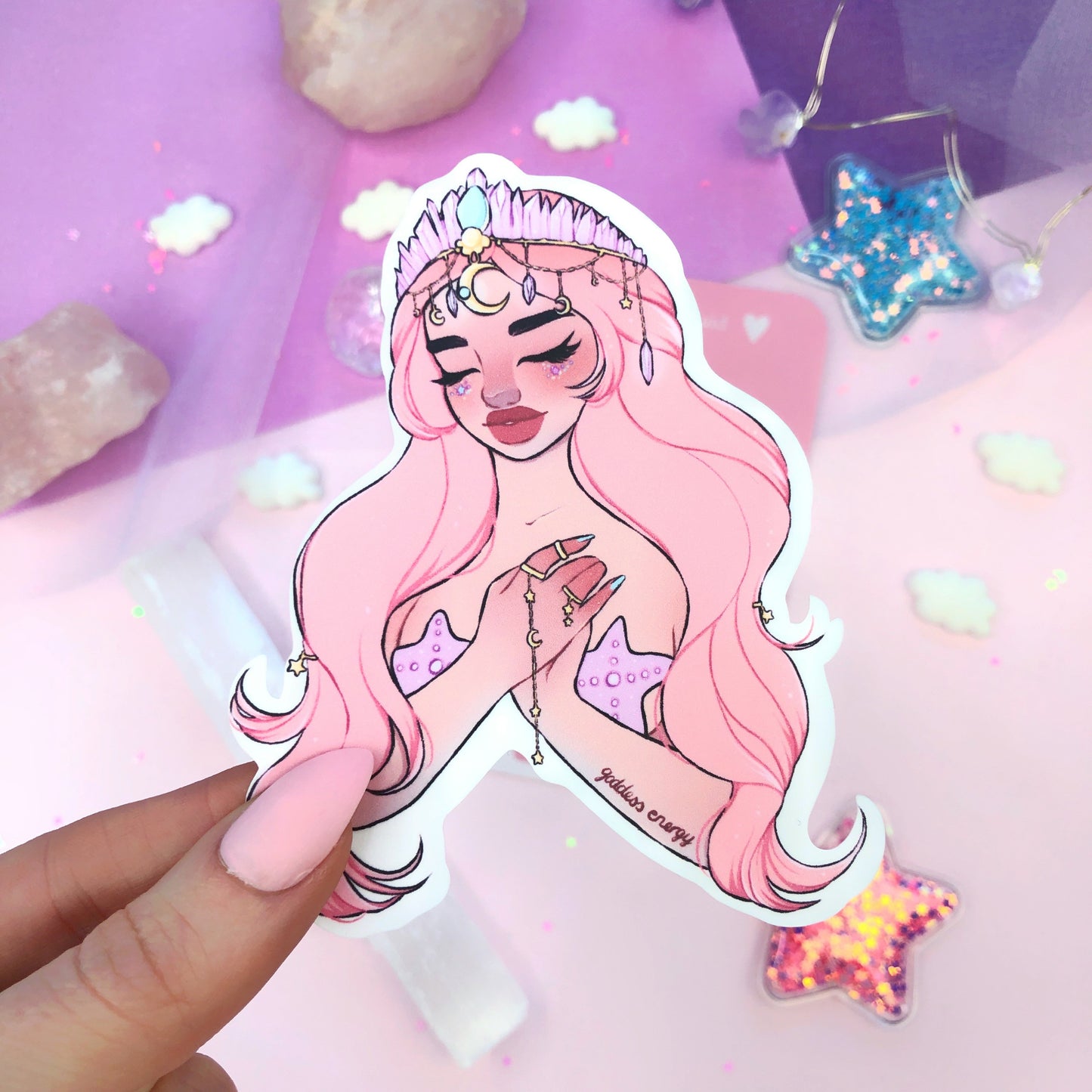 goddess mermaid die cut sticker flake