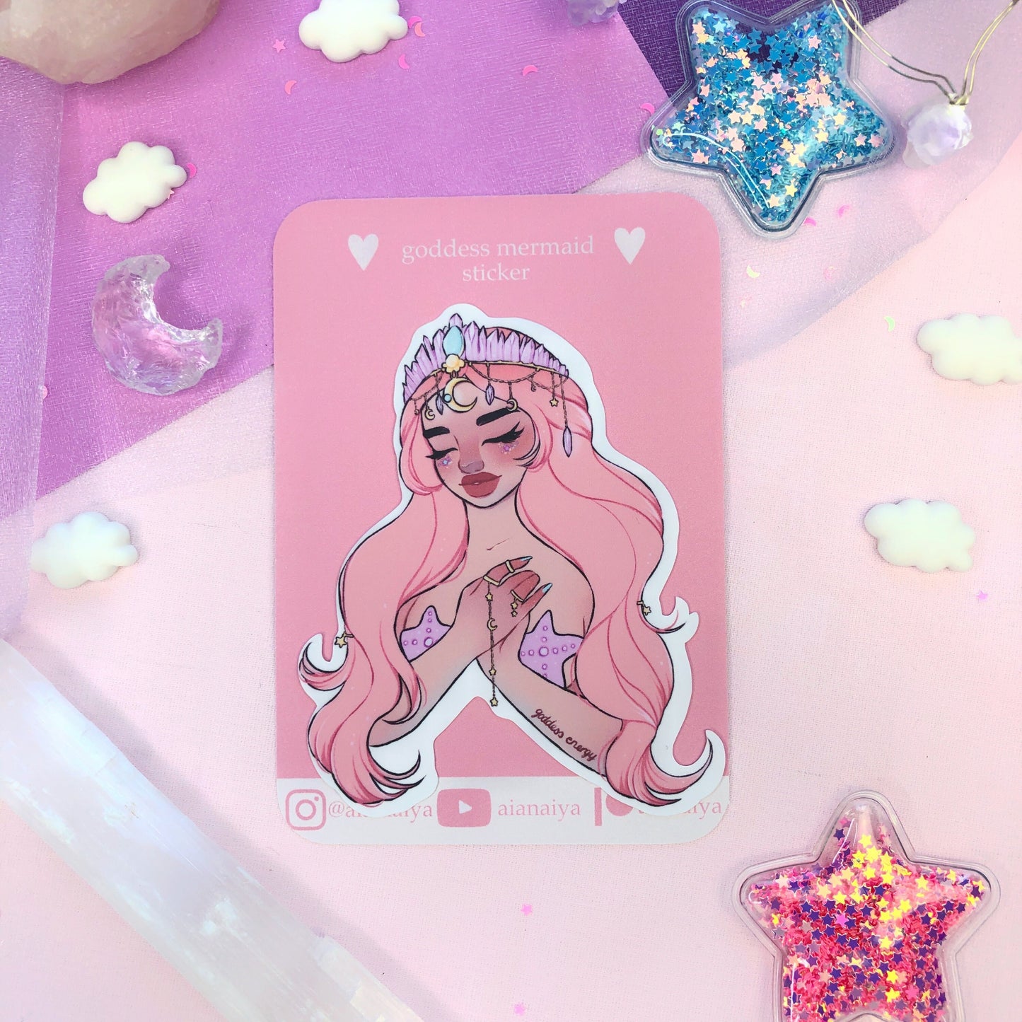 goddess mermaid die cut sticker flake