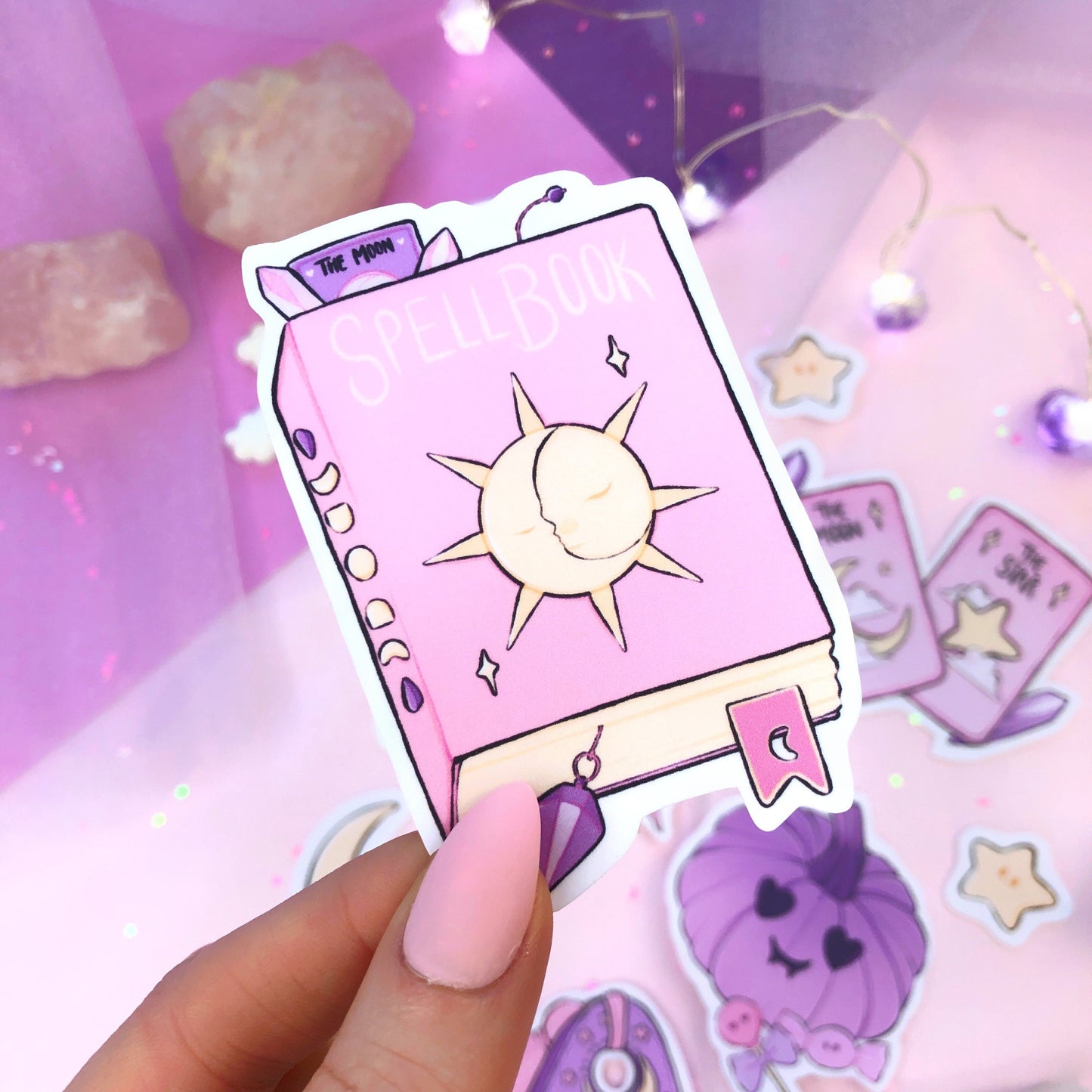 dreamy witches pink die cut sticker pack