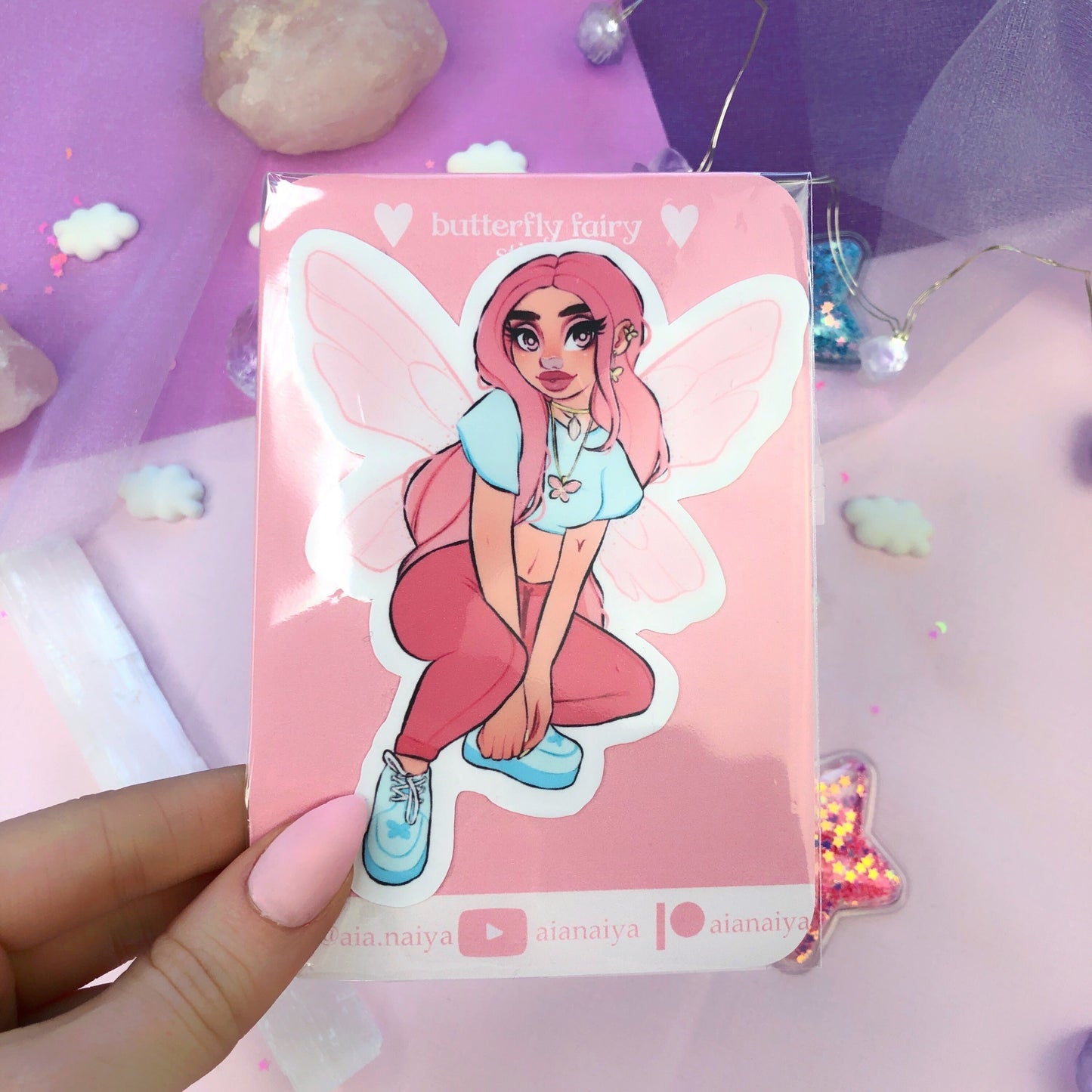 y2k butterfly fairy die cut sticker flake