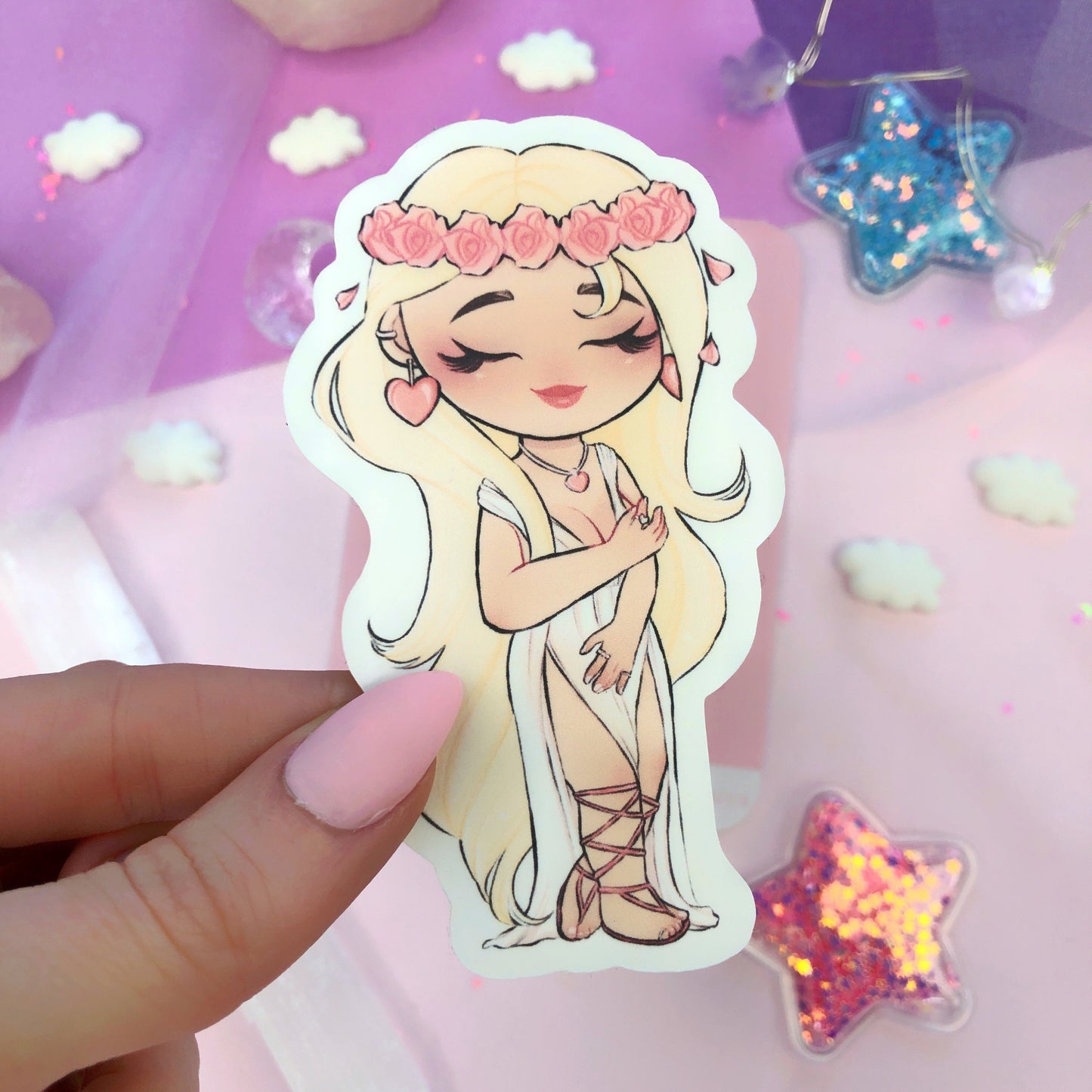 aphrodite chibi die cut sticker flake