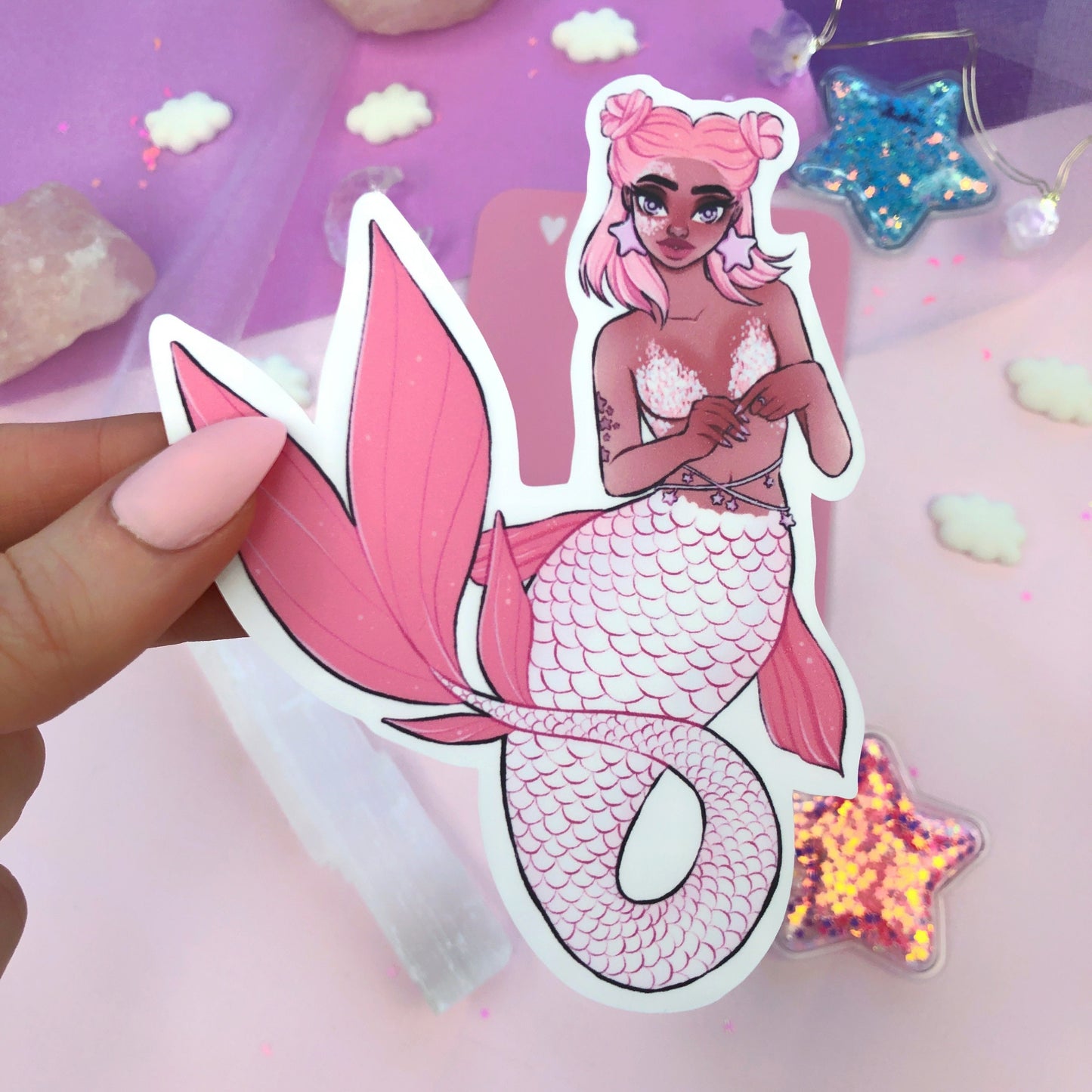 pink glitter mermaid sticker