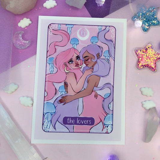 the lovers tarot card wall art print