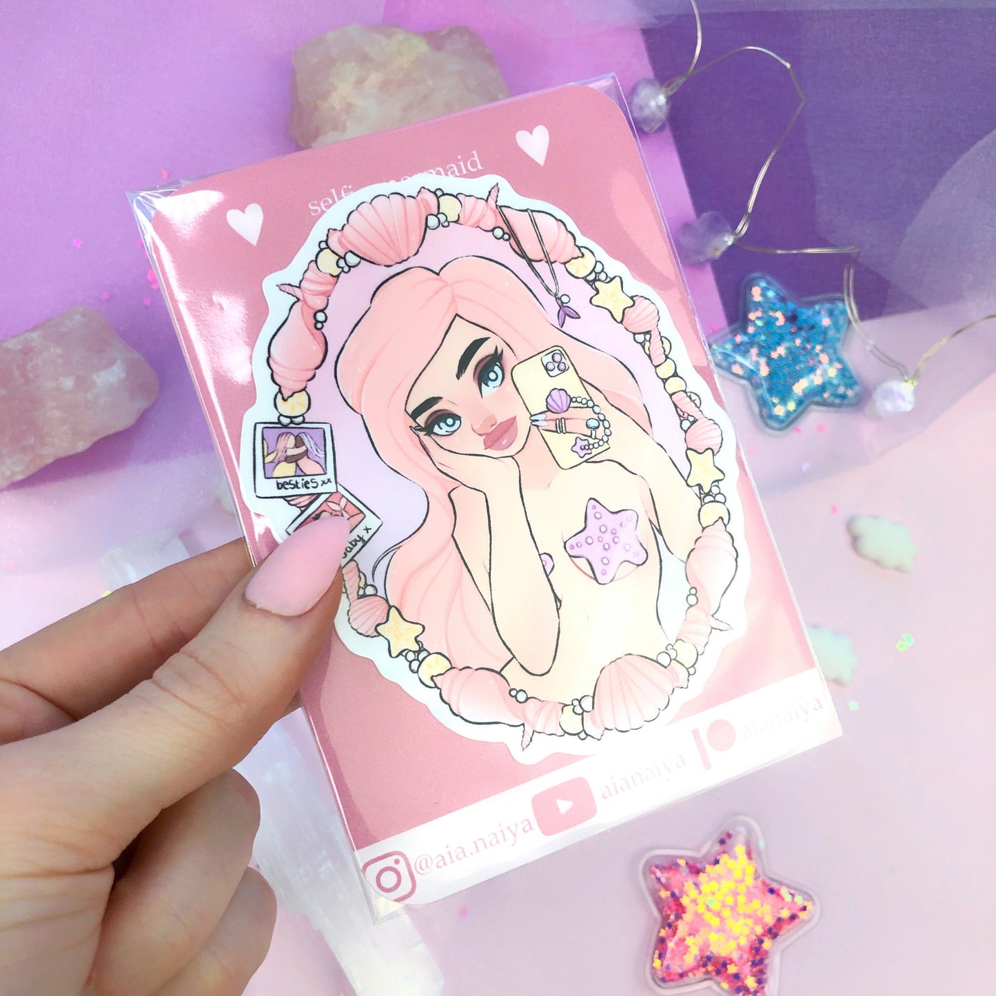 peach selfie mermaid sticker