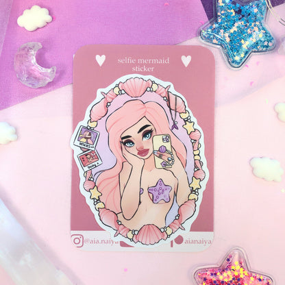 peach selfie mermaid sticker