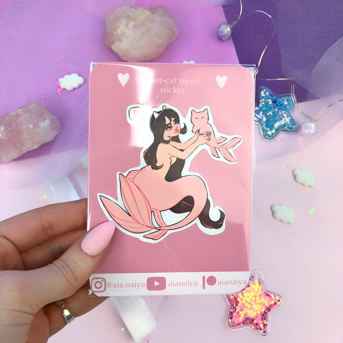 peach pink mercat mom mermaid sticker