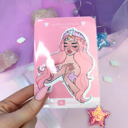 goddess mermaid die cut sticker flake