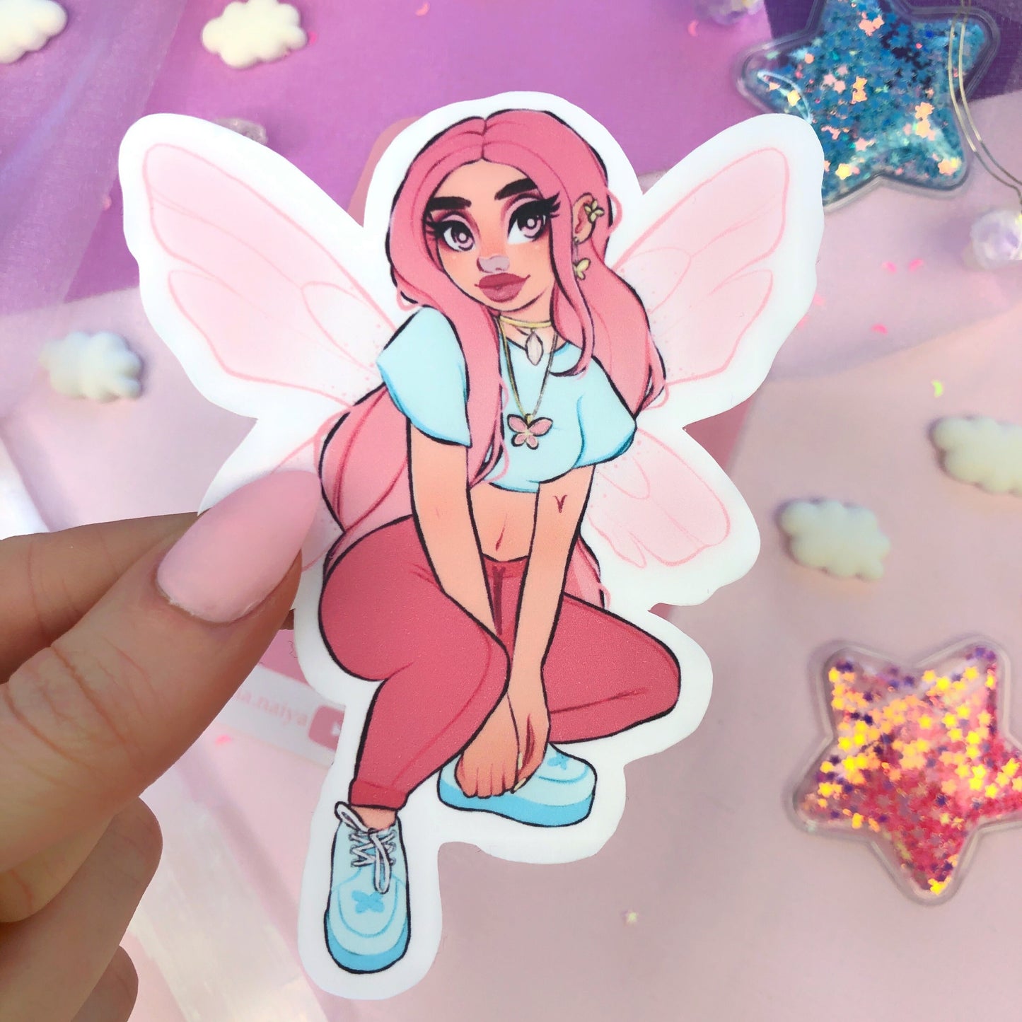 y2k butterfly fairy die cut sticker flake